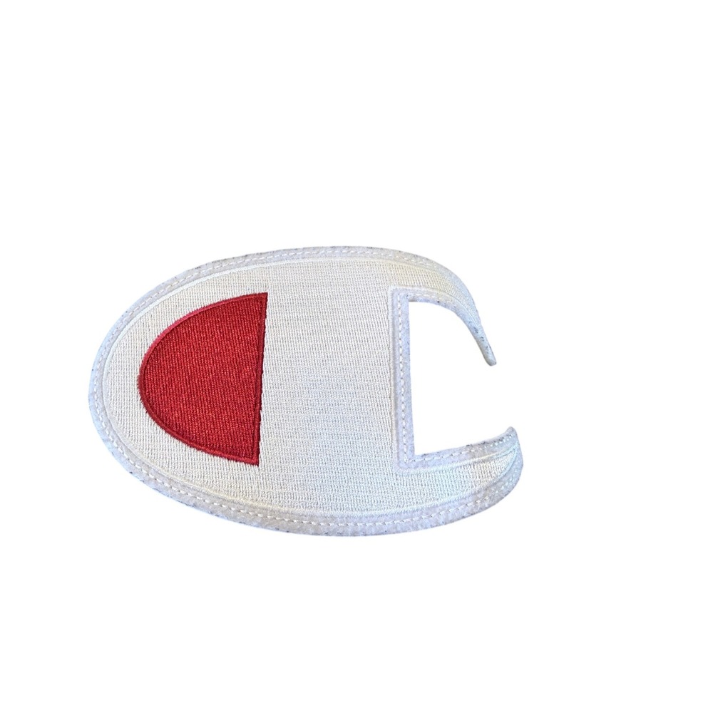 Champion Big C Logo Embroidered Patch White Red Blue 5 Inch Applique Sportswear